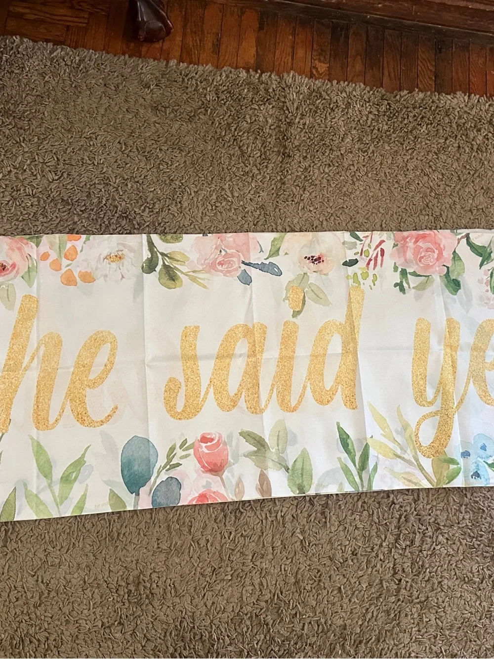 ENGAGEMENT PARTY DECORATIONS!  Gold 'He Asked She Said Yes' Banner Photo props